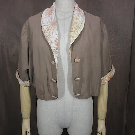【日本製】デザイン ウール ニット カーディガン 古着 レトロ ビンテージ 80～90s LADIES FASHION フラワー刺繍デザイン ウールニット