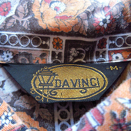 ビンテージ70’s●DaVinci総柄半袖シャツsize M●230805k5-m-sssh-hpe 1970sレトロヒッピーメンズ古着