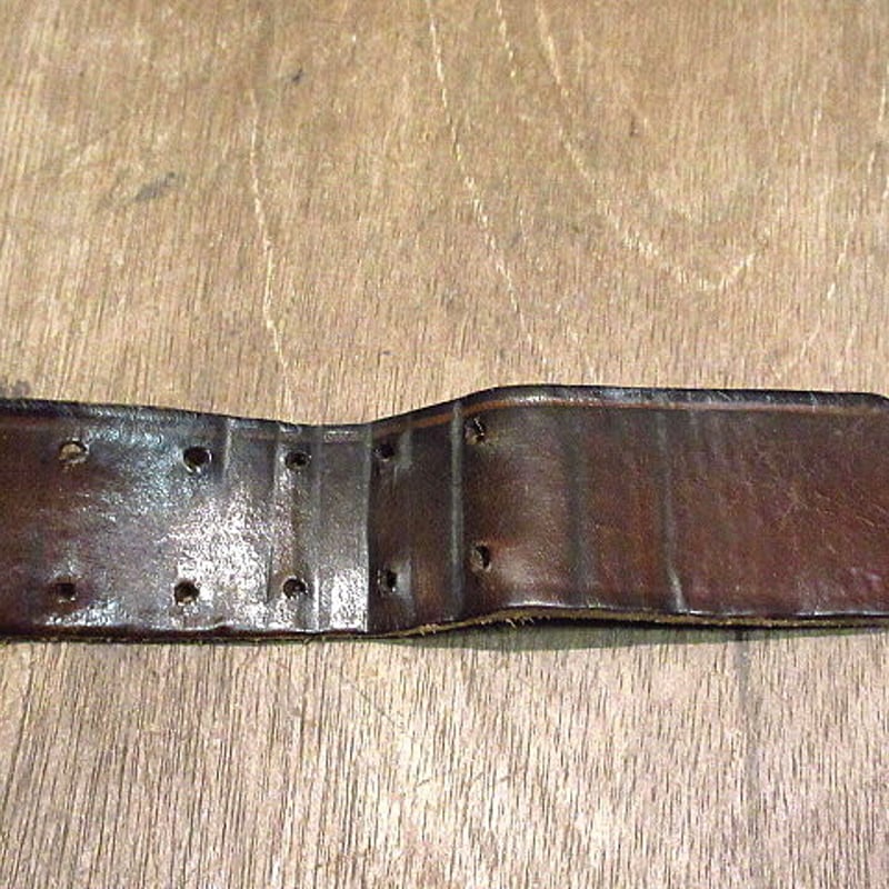 ビンテージ~60's○キッズ八角バックルダブルピンレザーベルト茶 ビンテージ~60's○キッズ八角バックルダブルピンレザーベルト茶