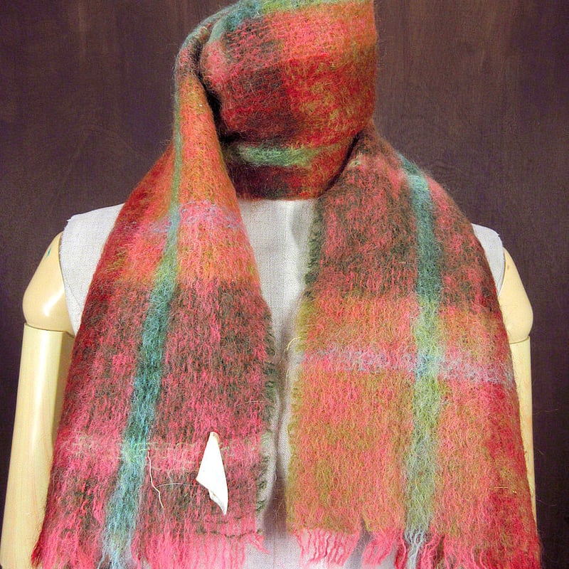 Vintage Scotland plaid mohair muffler ( ヴィンテージ 