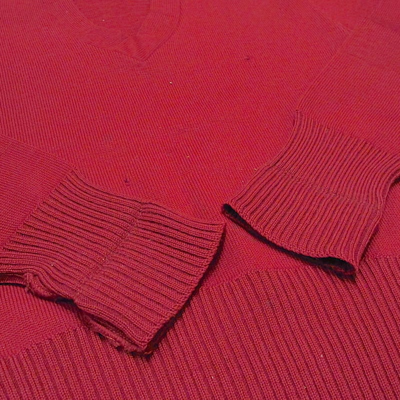 ビンテージ30's40's○Broadway Knit Mills Vネックレタードセーター○