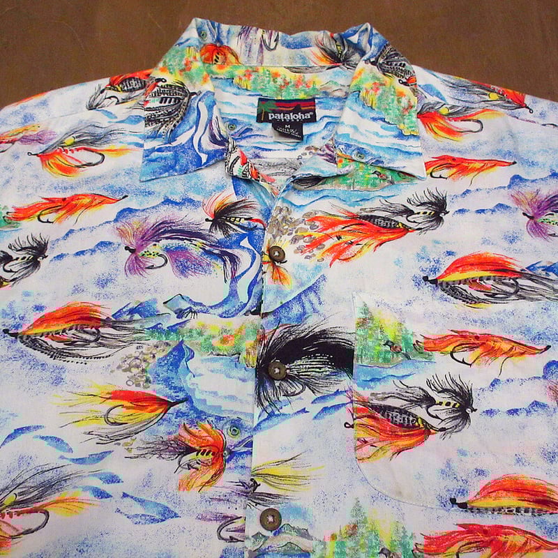 ビンテージ90's○Patagonia Pataloha 毛針柄ハワイアンシャツ M ビンテージ90's○Patagonia Pataloha 毛針柄ハワイアンシャツ M