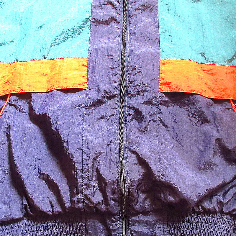 ビンテージ90's○ACTIVE WEARマルチカラーナイロンジャケットsize L