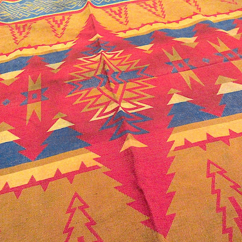 ビンテージ40's50's○ネイティブ柄コットンブランケットsize 約180cm