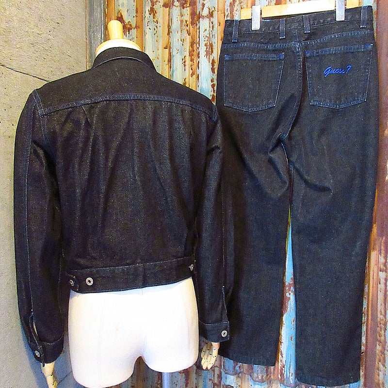 ビンテージ90's00's○GUESS JEANSデニムジャケット&パンツ黒○241027j7