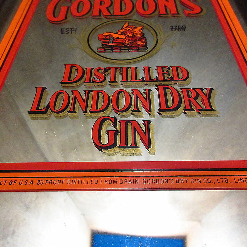 ビンテージ○GORDON'S DRY GINパブミラー○210418n4-sign ゴードンズ...