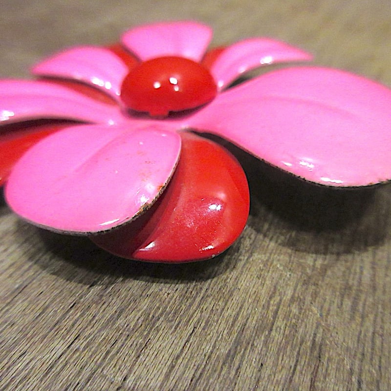 ビンテージ60's70's○フラワーブローチ赤×ピンク○251123z8-brc花