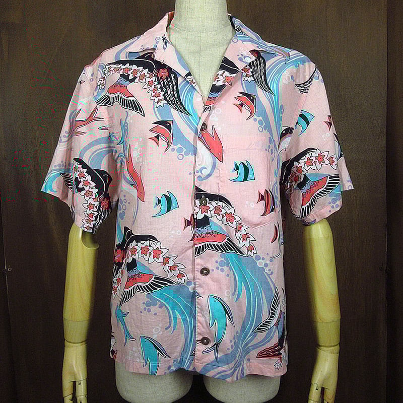 ビンテージ80's○Pataloha魚柄ハワイアンシャツピンクXS ビンテージ80's○Pataloha魚柄ハワイアンシャツピンクXS