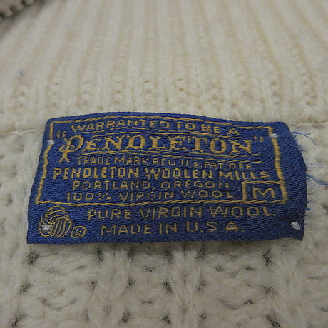 ビンテージ70's●PENDLETONジップセーター生成りsize M●250206j6-m-swr古着1970sペンドルトン