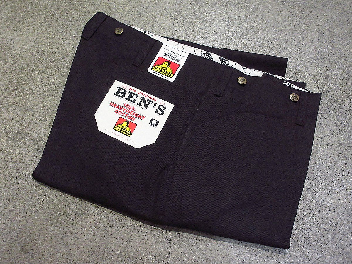 ビンテージ90's○DEADSTOCK BEN DAVISコットンワークパンツ黒表記W42 L...