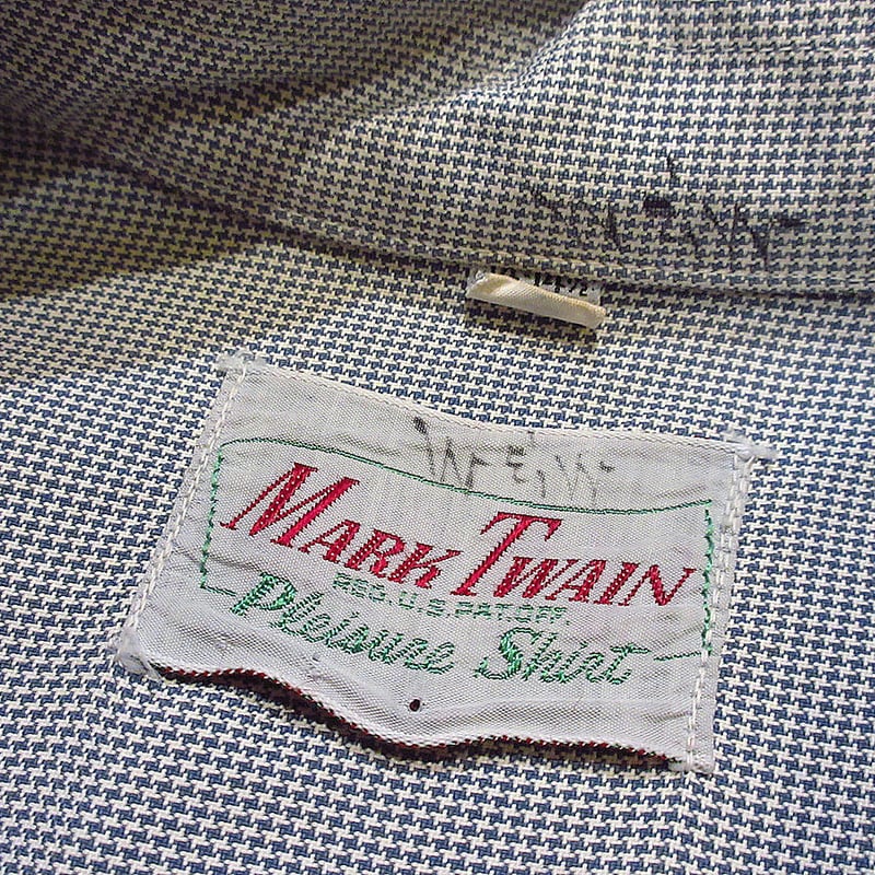 ビンテージ50's○MARK TWAIN千鳥格子レーヨンループカラーシャツsize S