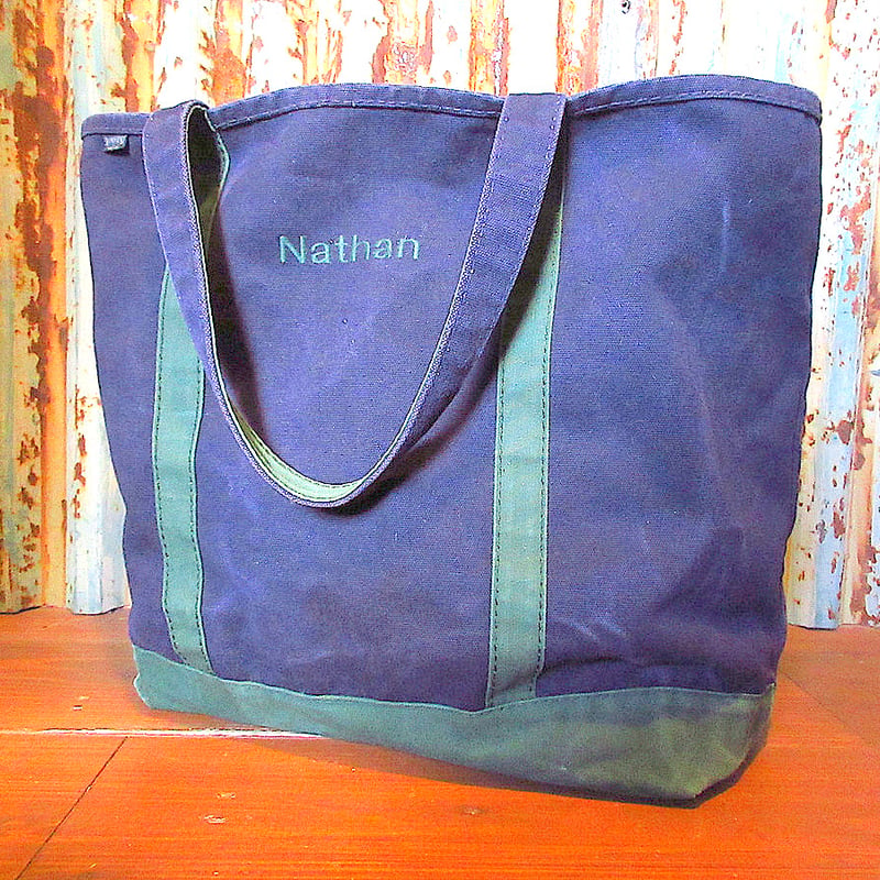 ビンテージ90's○LAND'S ENDキャンバストートバッグ紺×緑○250430k8-bag