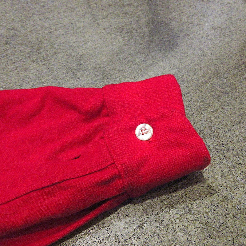 ビンテージ50's○Skylineウールループカラーシャツ赤size L○221203s2-m