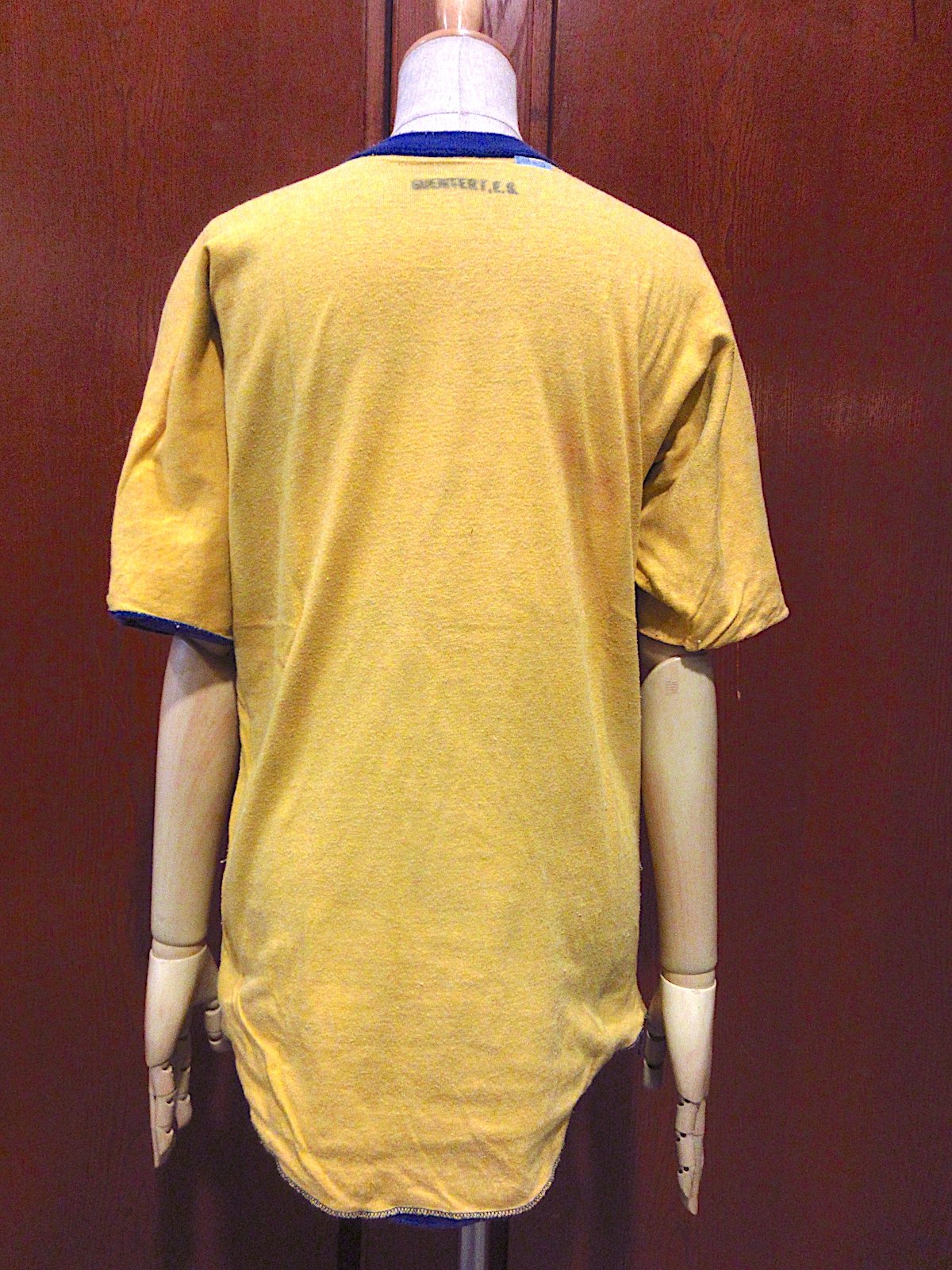 ビンテージ60's70's○U.S.NAVYダブルフェイス半袖Tシャツ黄×紺