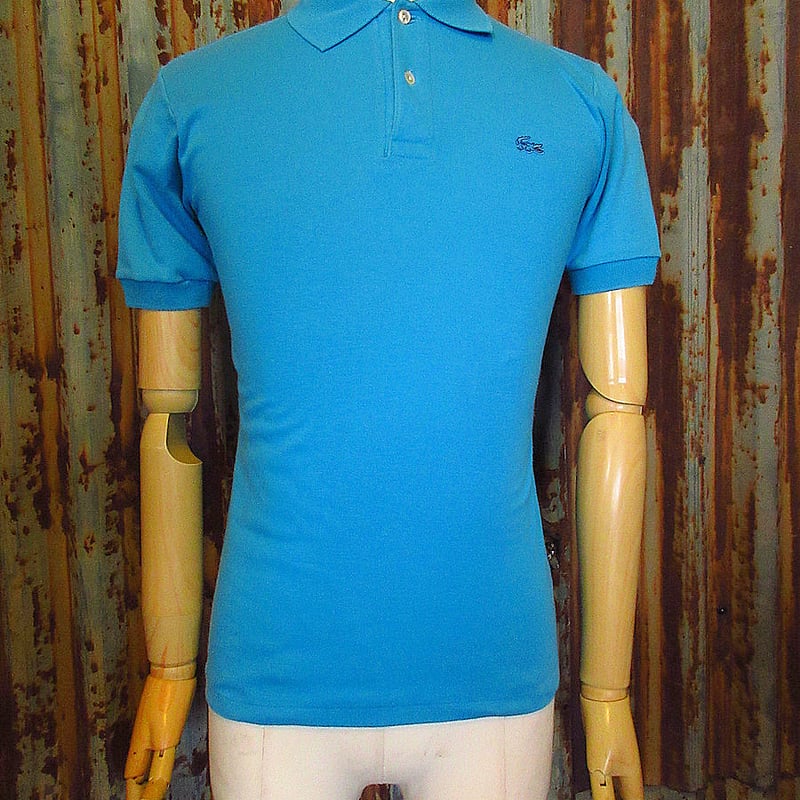 ラコステポロシャツ ビンテージ70's80's○LACOSTEポロシャツターコイズブルーsize 16○24073