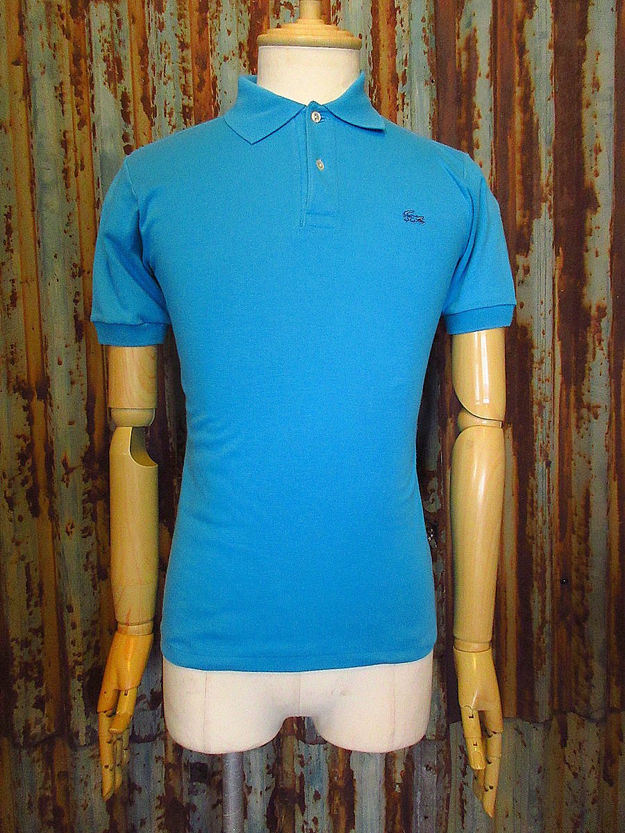 ビンテージ70's80's○LACOSTEポロシャツターコイズブルーsize 16○24073