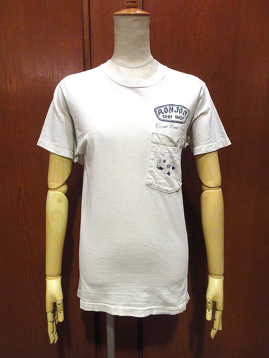 ビンテージ80's○RON JON SURF SHOP両面プリントポケットTシャツsize S