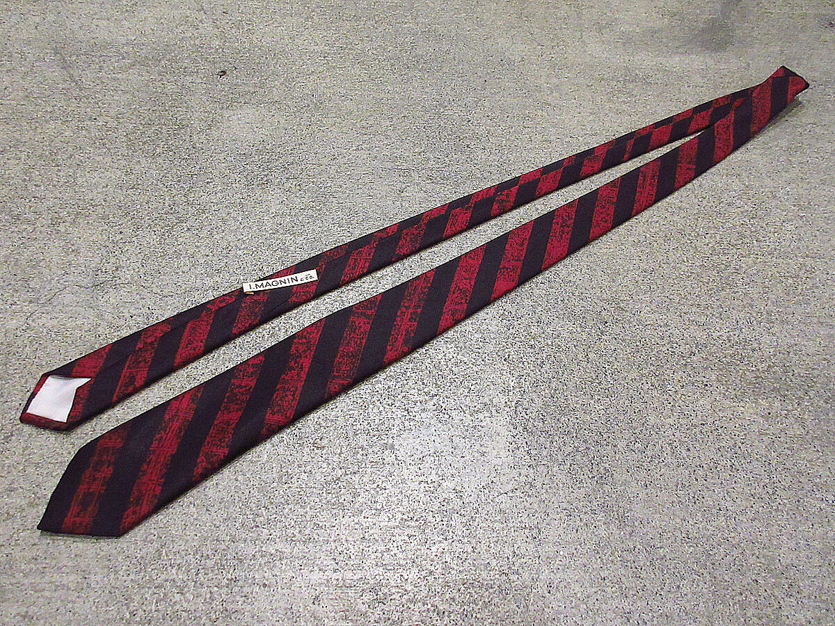 ビンテージ60's○GIVENCHYストライプネクタイ赤×黒○230913i1-nct