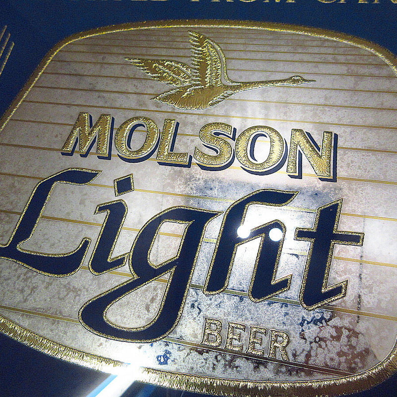 ビンテージ80's○MOLSON Light BEERパブミラー○210725i7-sign