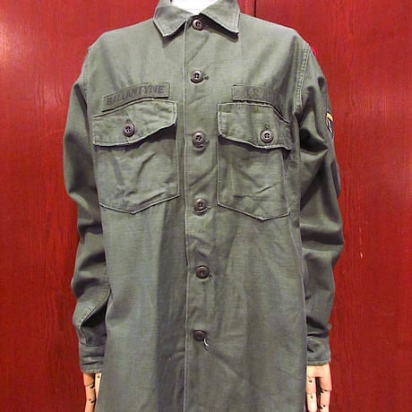 ビンテージ60's●U.S.ARMYコットンサテンユーティリティシャツsize 15 1/2 x 33●230918m6-m-lssh-mltミリタリートップスメンズ古着