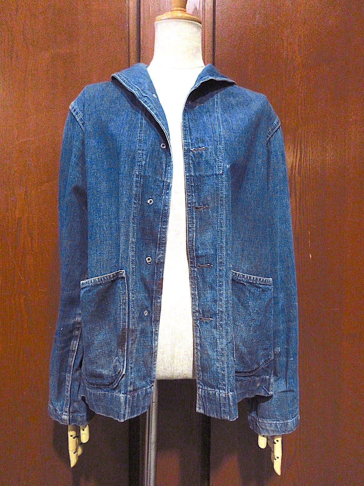 ビンテージ40's○U.S.NAVY刺繍入りショールカラーデニム