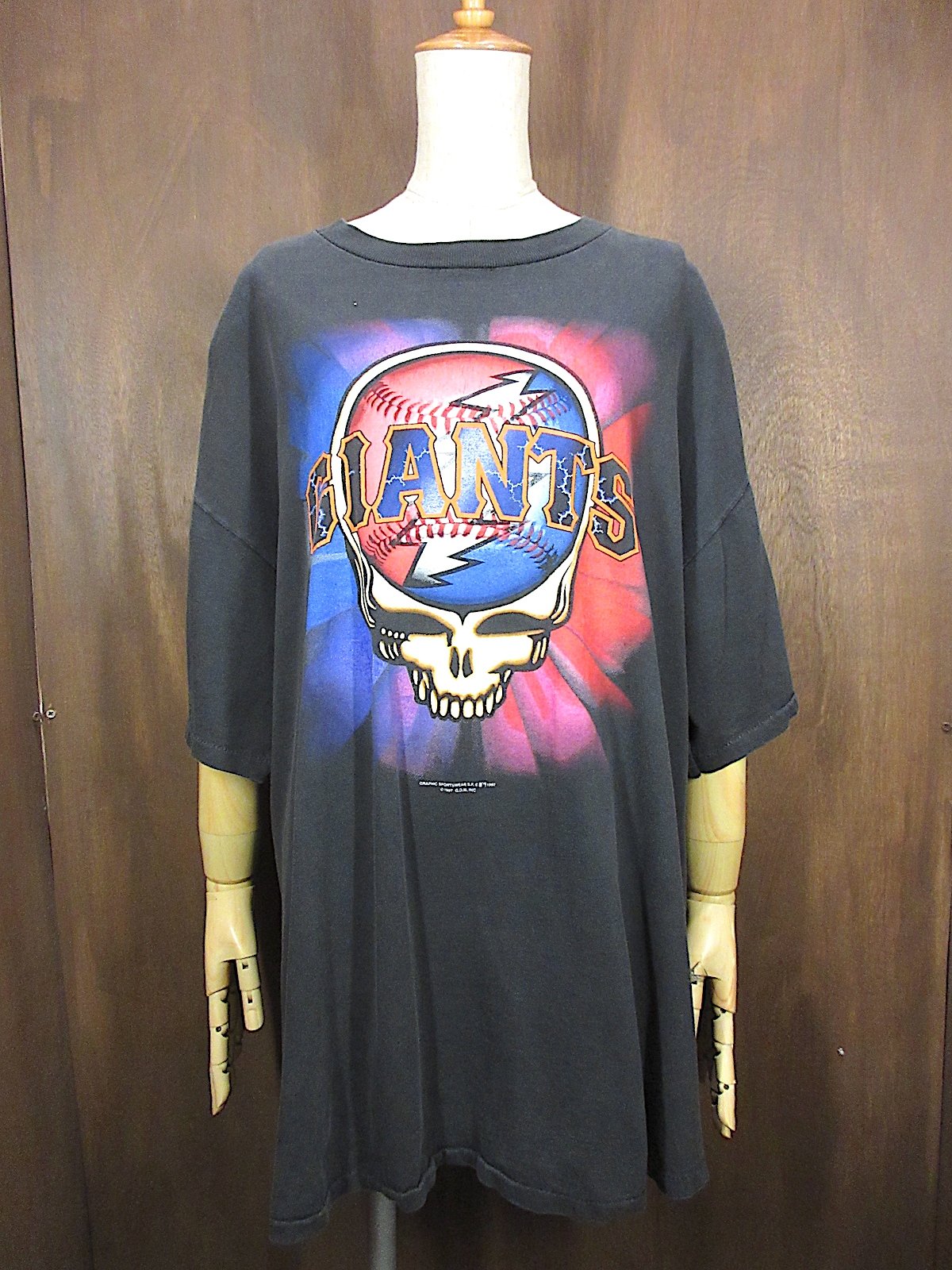 ビンテージ90's○GRATEFUL DEAD GIANTSプリントTシャツ黒size 2X