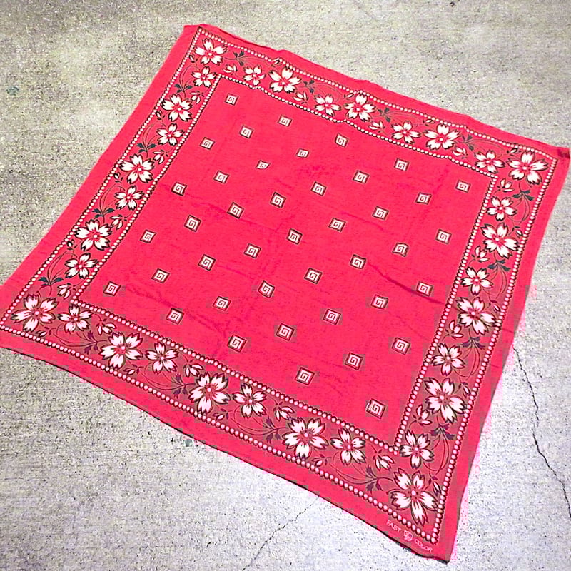 ビンテージ40's○FAST COLOR下鼻象マークコットンバンダナ赤○260216m8