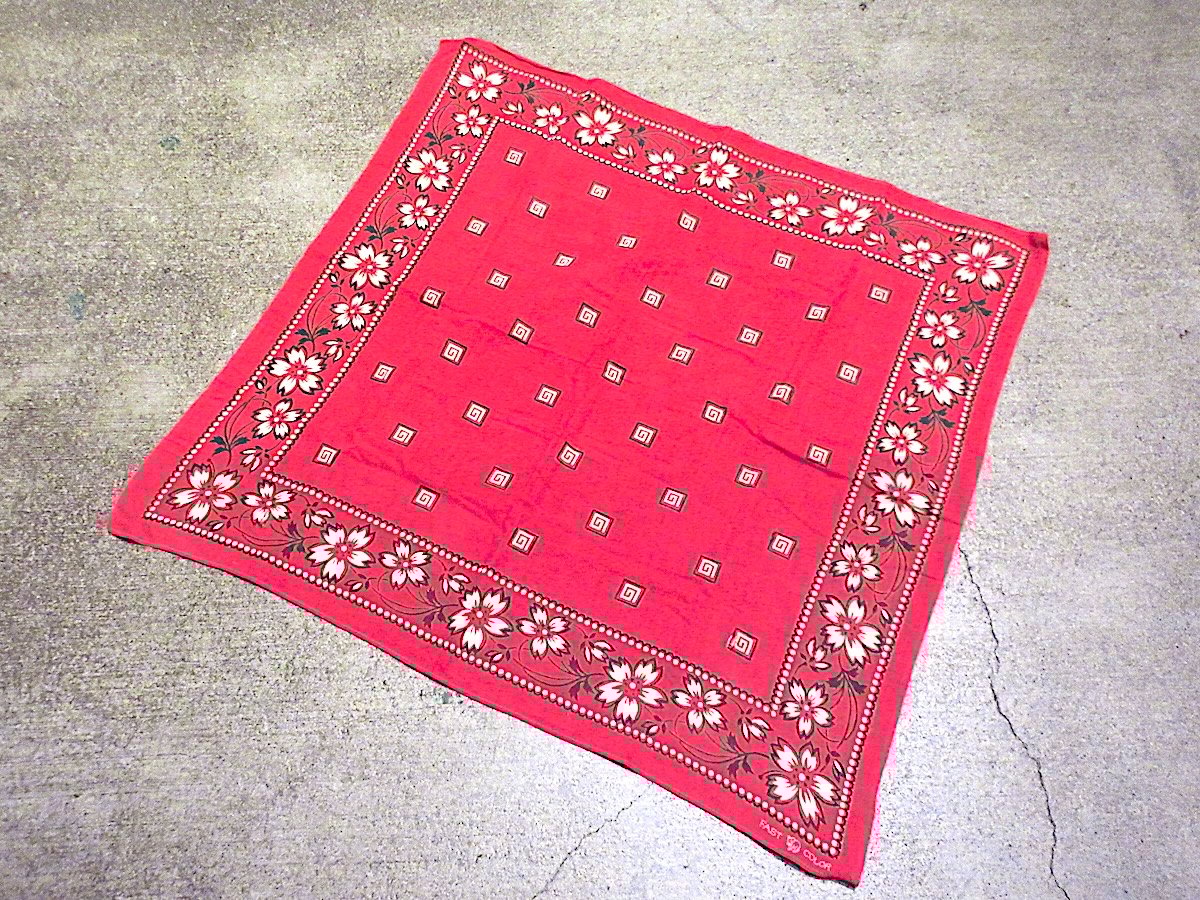 ビンテージ40's○FAST COLOR下鼻象マークコットンバンダナ赤○260216m8