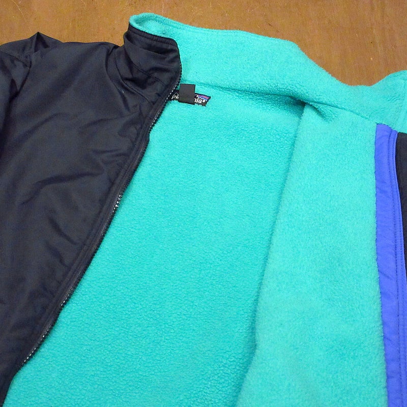 ビンテージ90's○Patagonia ナイロンシェルフリースジャケット紺 14