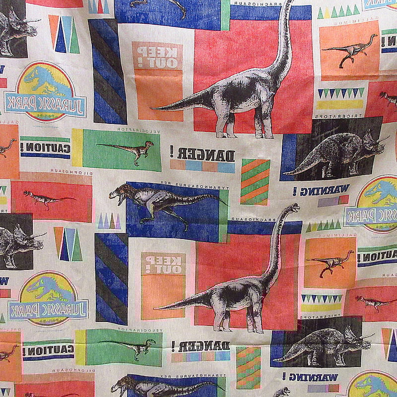 ビンテージ90's○JURASSIC PARK総柄ツインベッドシーツA size 237cm×