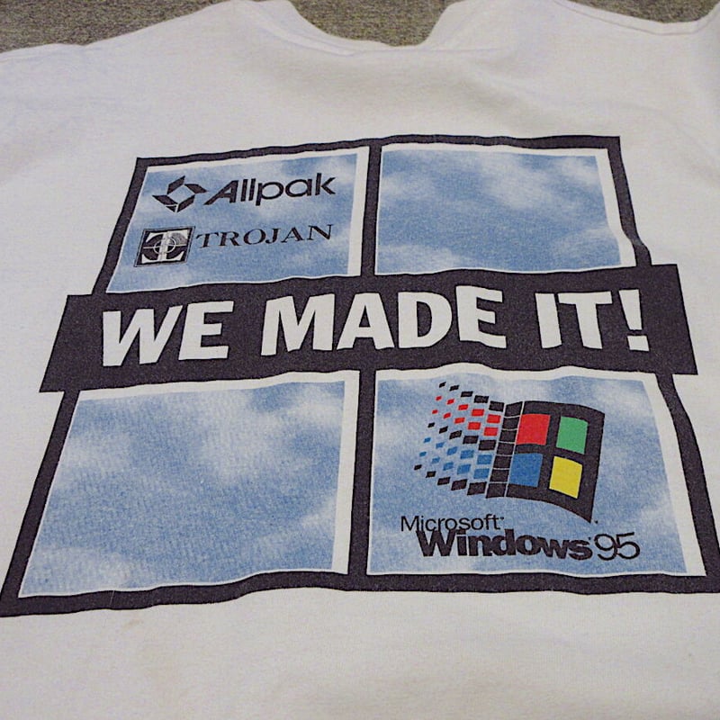 ビンテージ90's○Microsoft Windows 95両面プリントTシャツ白size L...