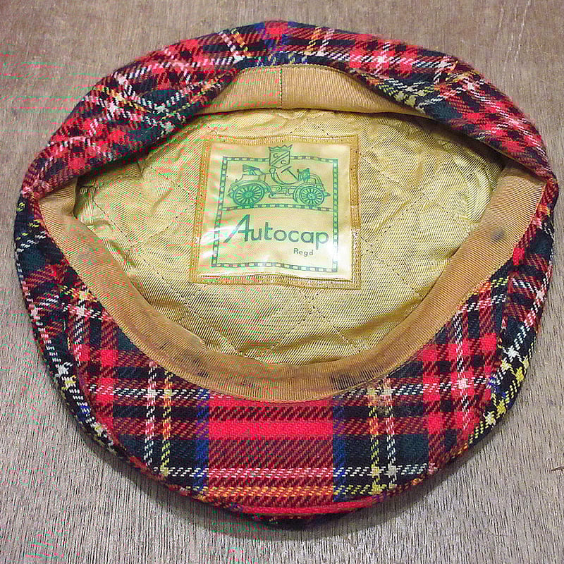 ビンテージ70's○Autocap 8パネルチェックウールキャスケット