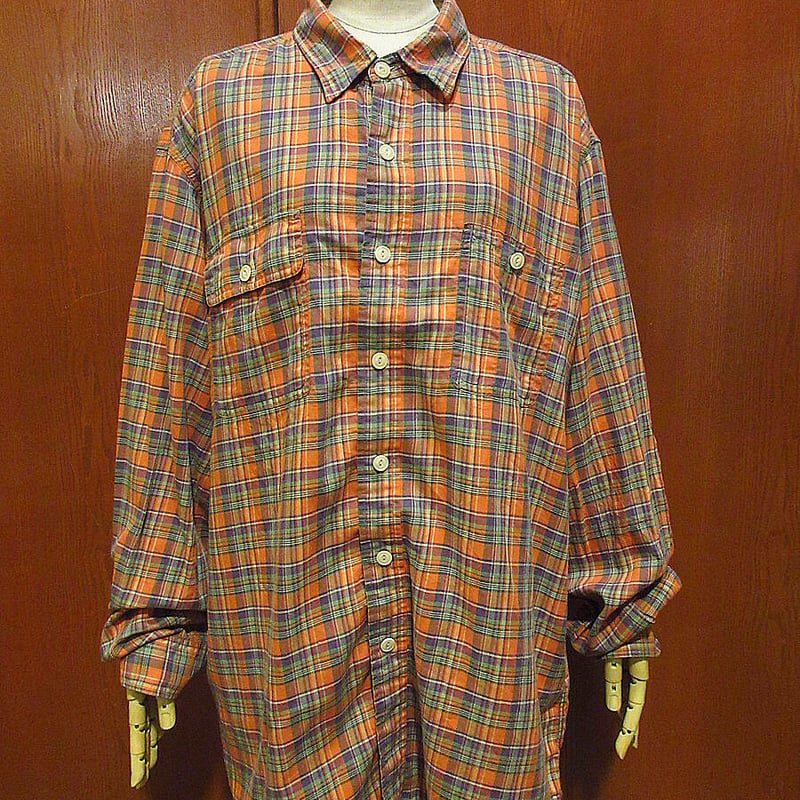 RRL エルボーパッチ　タータンチェックシャツ Polo by Ralph Laurenエルボーパッチ付きコットンチェックシャツsize XL