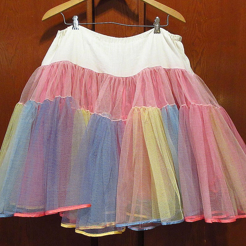 アメリカヴィンテージ ボリュームパニエスカート ビンテージ50's○カラフルパニエスカート実寸W80-90cm○230830i5-w-skt-