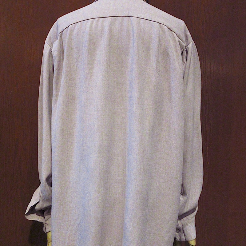 ビンテージ40's50's○Stradivariレーヨン長袖ループカラーシャツsize