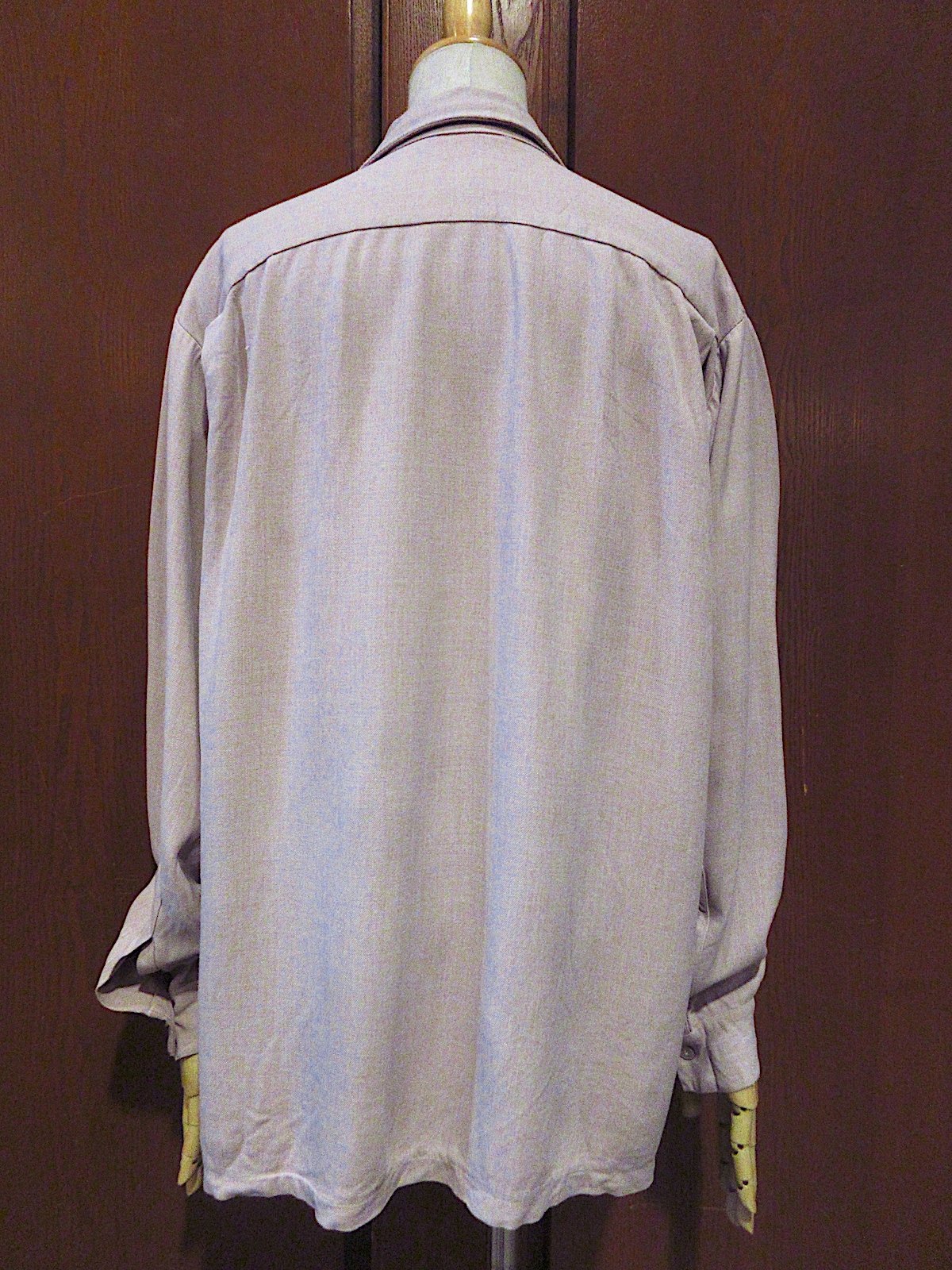 ビンテージ40's50's○Stradivariレーヨン長袖ループカラーシャツ