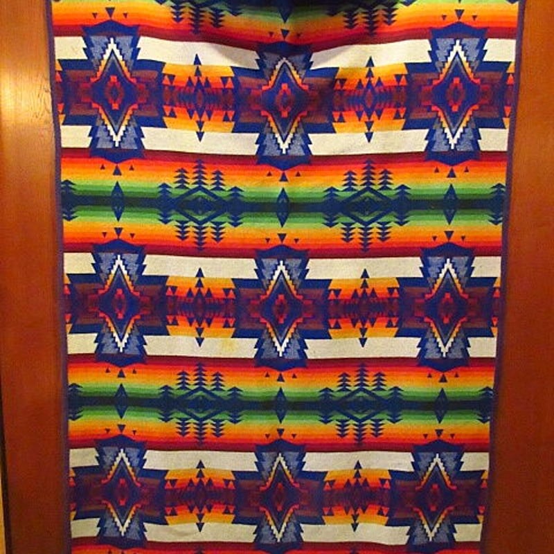ビンテージ○PENDLETON Beaver Stateネイティブ柄ウールブランケット