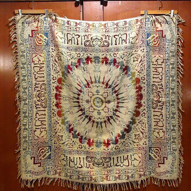 ビンテージラグ ビンテージ○オリエンタル刺繍ラグ 約129cm×約131cm○220531i8-rug