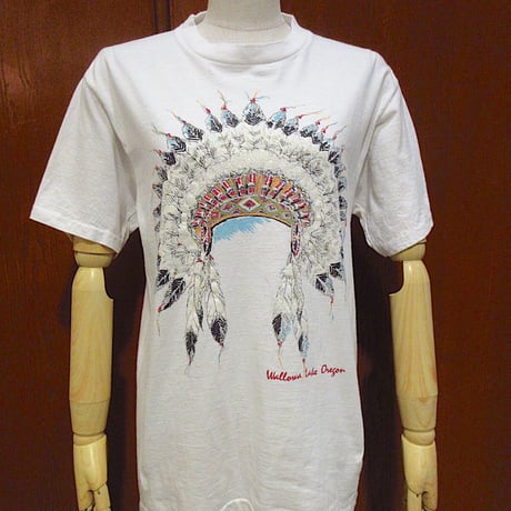 ビンテージ80's90's●Wallowa Lake OregonコットンインディアンプリントTシャツsizeM●220710r5-m-tsh-ot古着トップスネイティブアメリカン