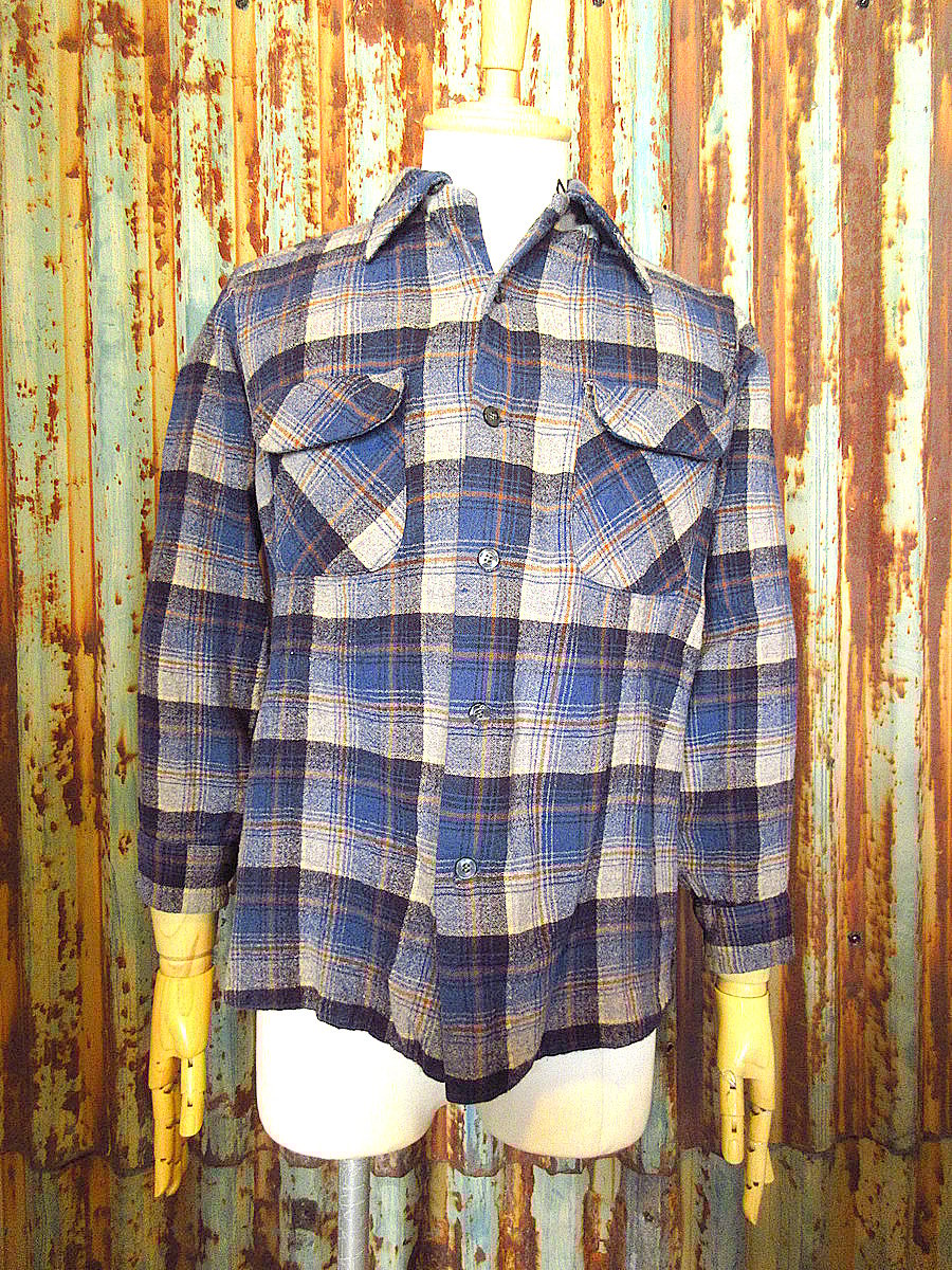 ビンテージ70's○PENDLETONチェックウールループカラーシャツ ビンテージ70's○PENDLETONチェックウールループカラーシャツ