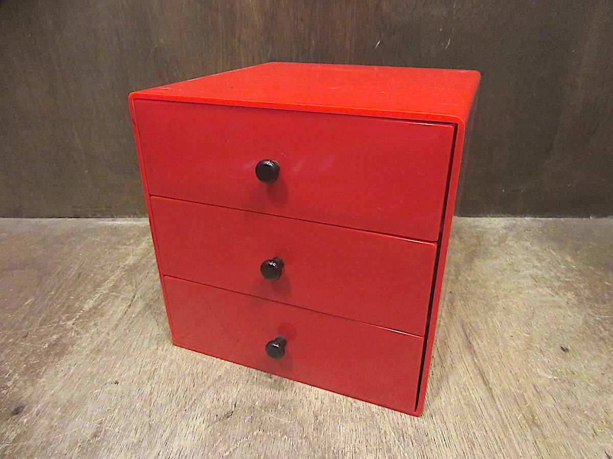 小引き出し ビンテージ○InterDesignプラスチックミニボックス赤B○260331n7-bxs