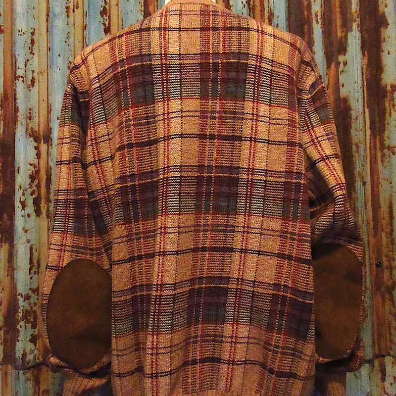 ビンテージ90's○Ralph Laurenエルボーパッチ付きチェック柄カシミヤ