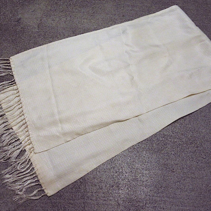 ビンテージ~50's○フリンジ付きレーヨンストール生成り○230817c7-scf