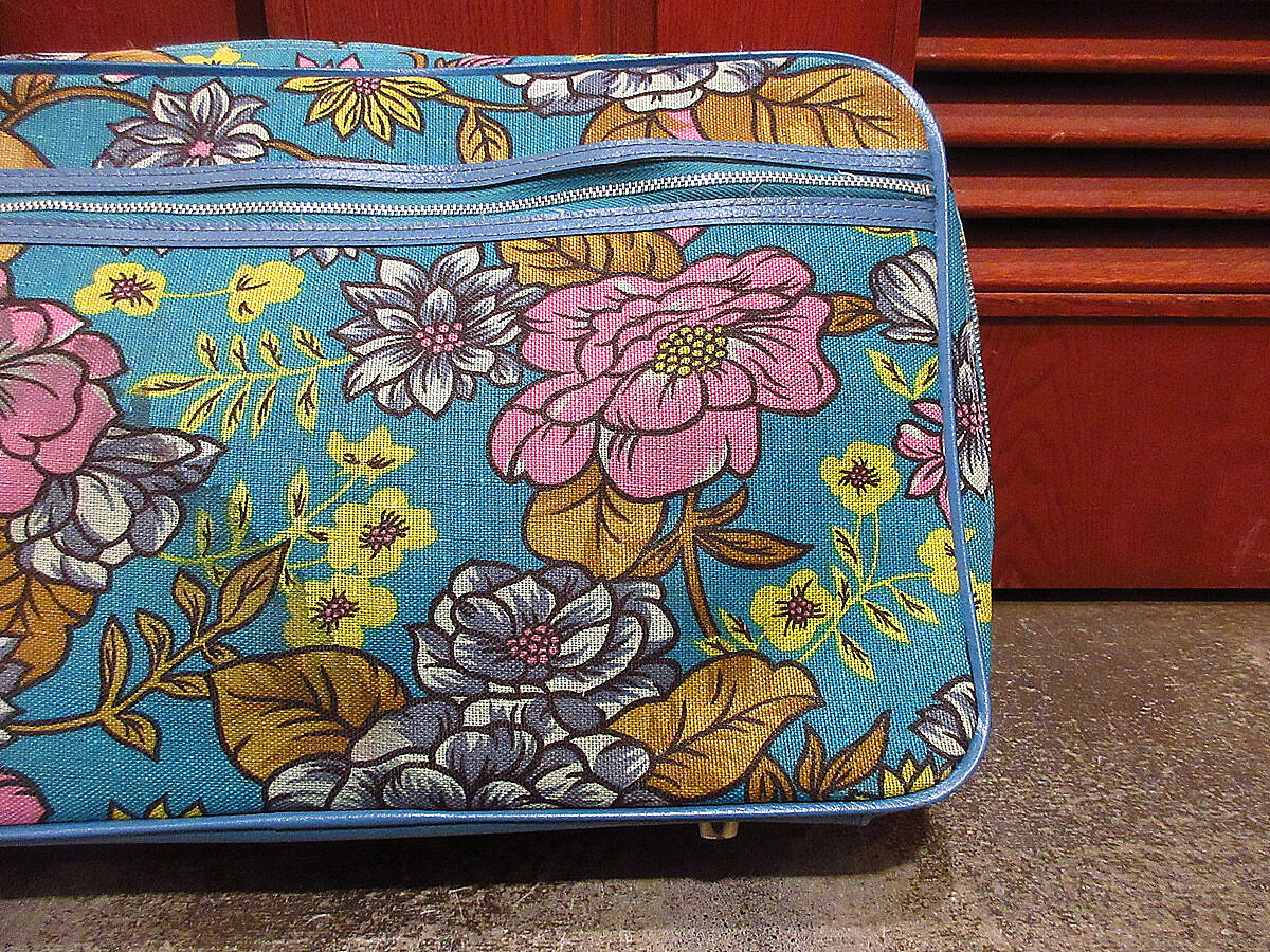 ビンテージ70's○レトロ花柄トランクバッグ中○210620r8-bag-trk ビンテージ70's○レトロ花柄トランクバッグ中○210620r8-bag-trk