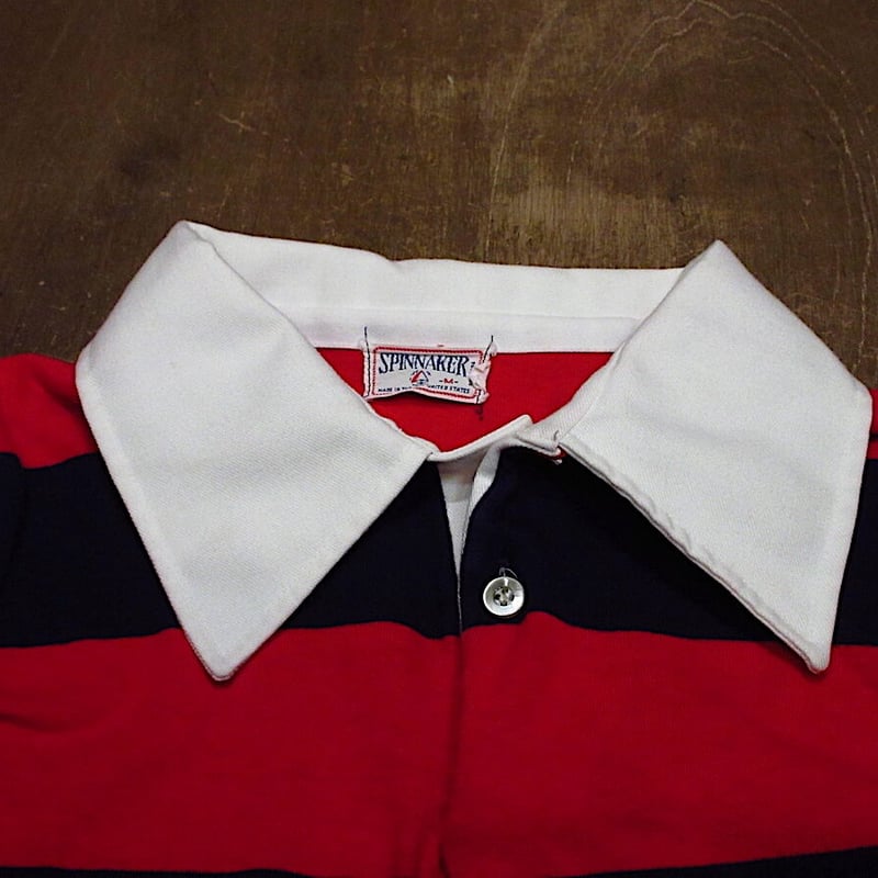 ビンテージ70's○SPINNAKER長袖ボーダーラガーシャツ赤×青Size M ビンテージ70's○SPINNAKER長袖ボーダーラガーシャツ赤×青Size M