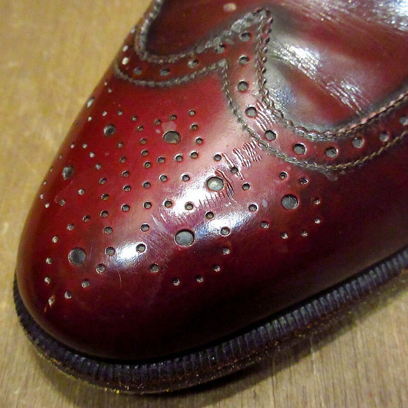 MADE IN ITALY FERRAGAMO ウイングチップシューズ赤茶 Size 9D○2