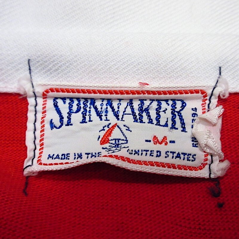 ビンテージ70's○SPINNAKER長袖ボーダーラガーシャツ赤×青Size M