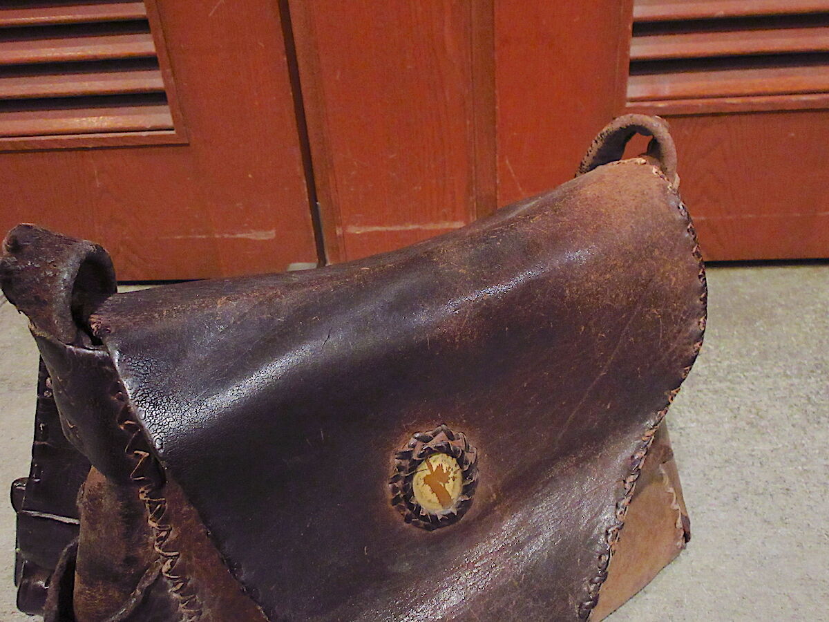 ビンテージ~70's○インディアンコンチョ付きレザーショルダーバッグ茶