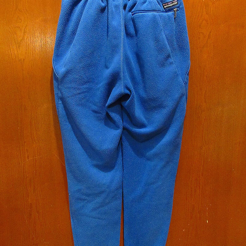 ビンテージ90's○Patagonia雪無しタグフリースパンツ青表記 M