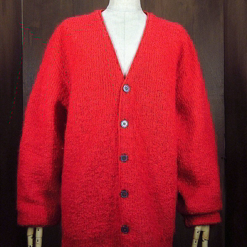 ビンテージ60's○CAMPUSモヘアカーディガン赤size L○220912k6-m ビンテージ60's○CAMPUSモヘアカーディガン赤size L○220912k6-m